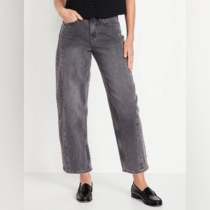 NEW High Waisted Barrel Jeans Gray Wash